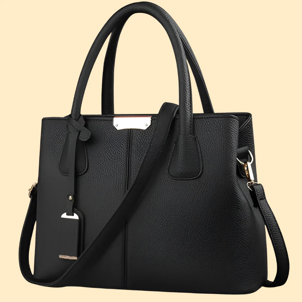 Women's Structured Tote Bag - Top Handle Handbag with Detachable Crossbody Strap and Gold-Tone Hardware