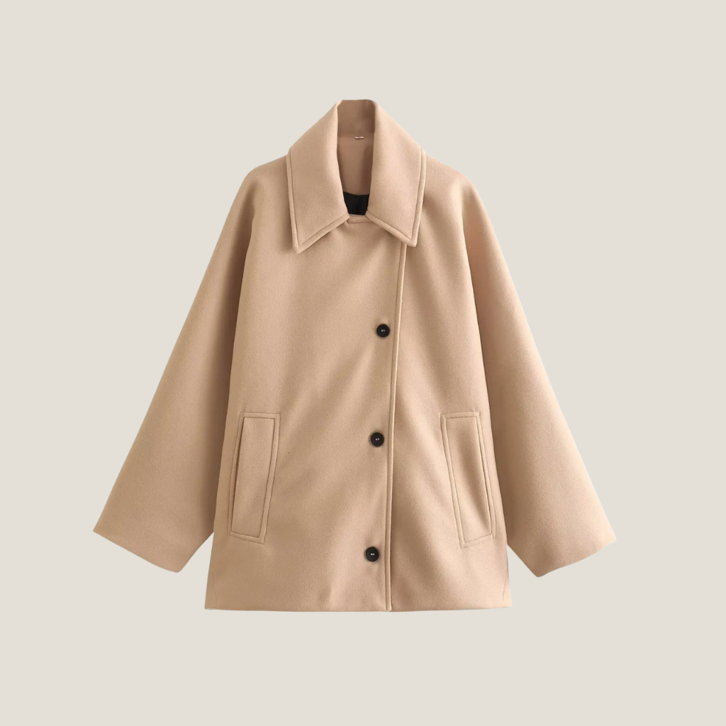 Oversized Coat - Relaxed Fit Button Closure Outerwear for Smart Casual Styling