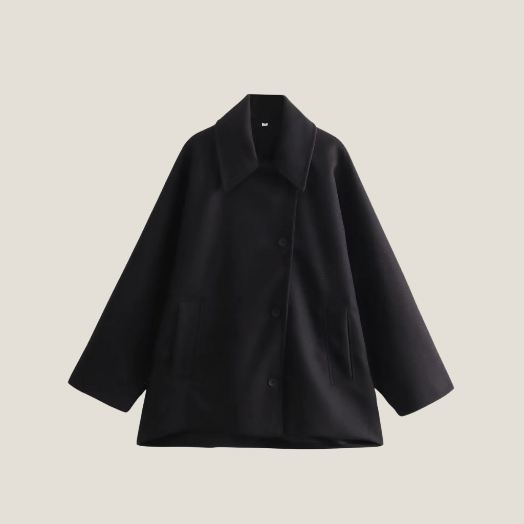 Oversized Coat - Relaxed Fit Button Closure Outerwear for Smart Casual Styling