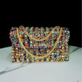 Women's Full-Coverage Rhinestone Clutch Bag with Chain Strap