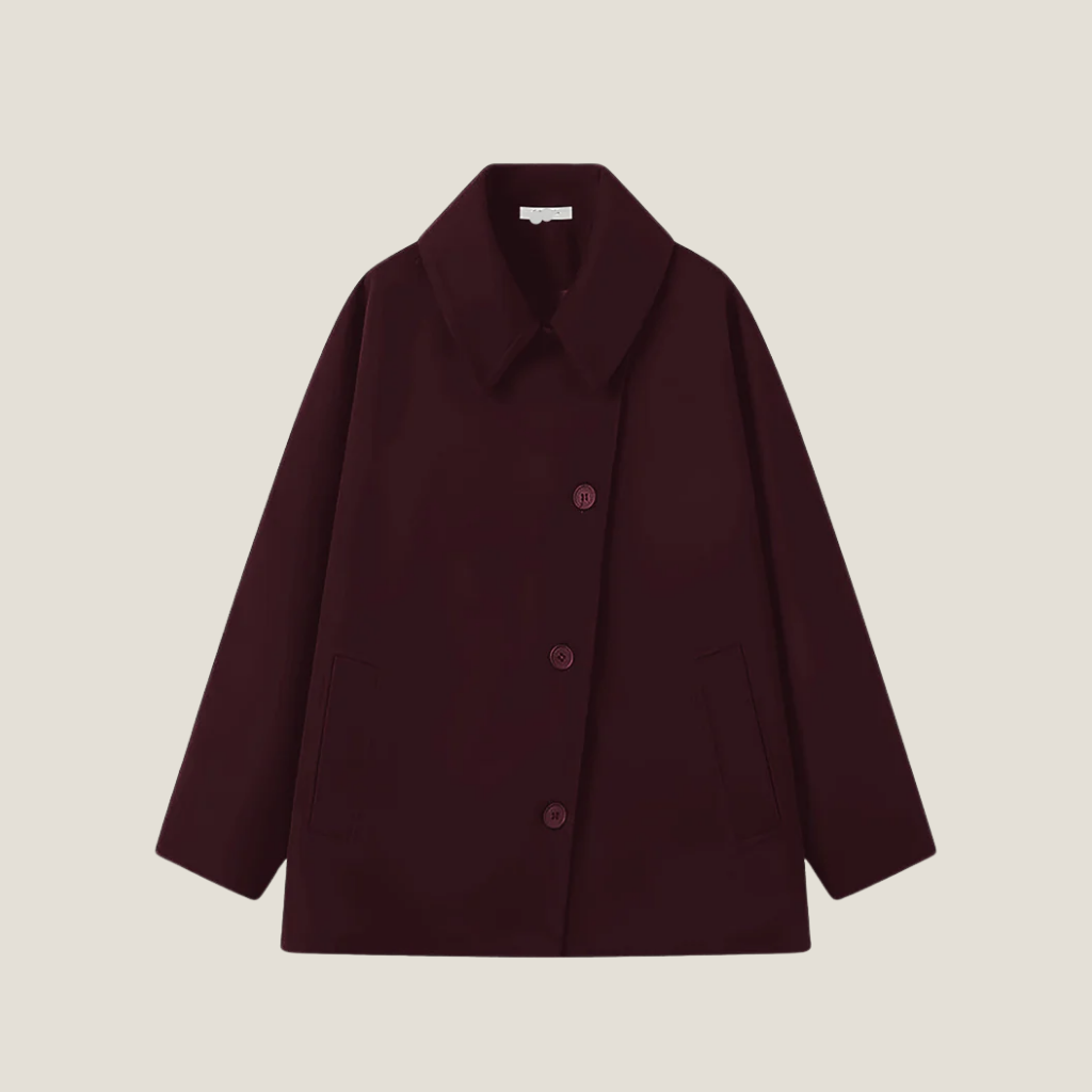 Oversized Coat - Relaxed Fit Button Closure Outerwear for Smart Casual Styling