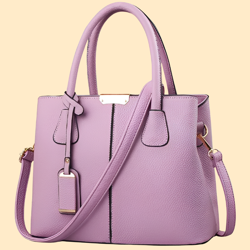 Women's Structured Tote Bag - Top Handle Handbag with Detachable Crossbody Strap and Gold-Tone Hardware