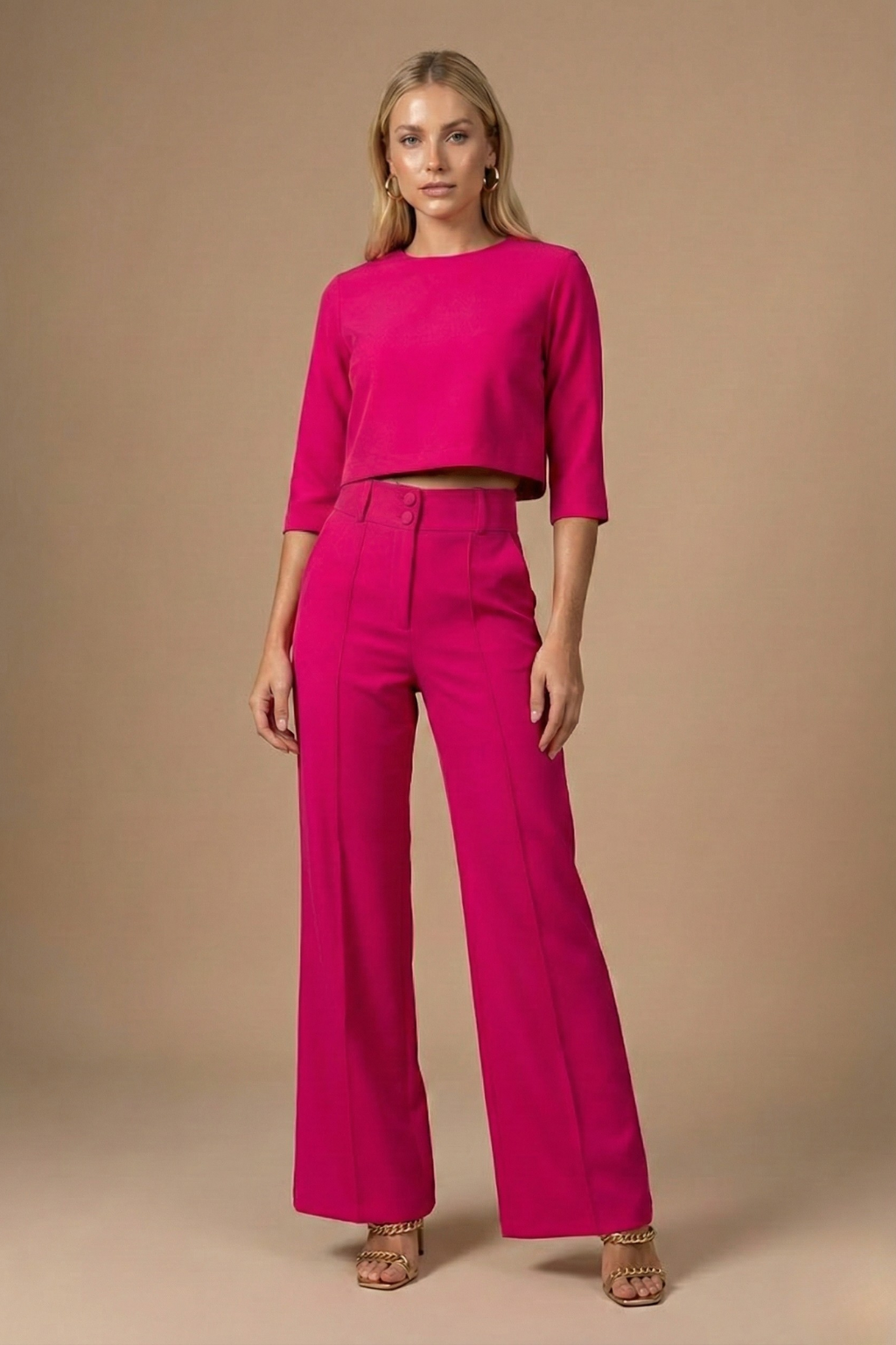Women’s Modern Coordinated Top and Trousers Set – Elegant Tailored Look