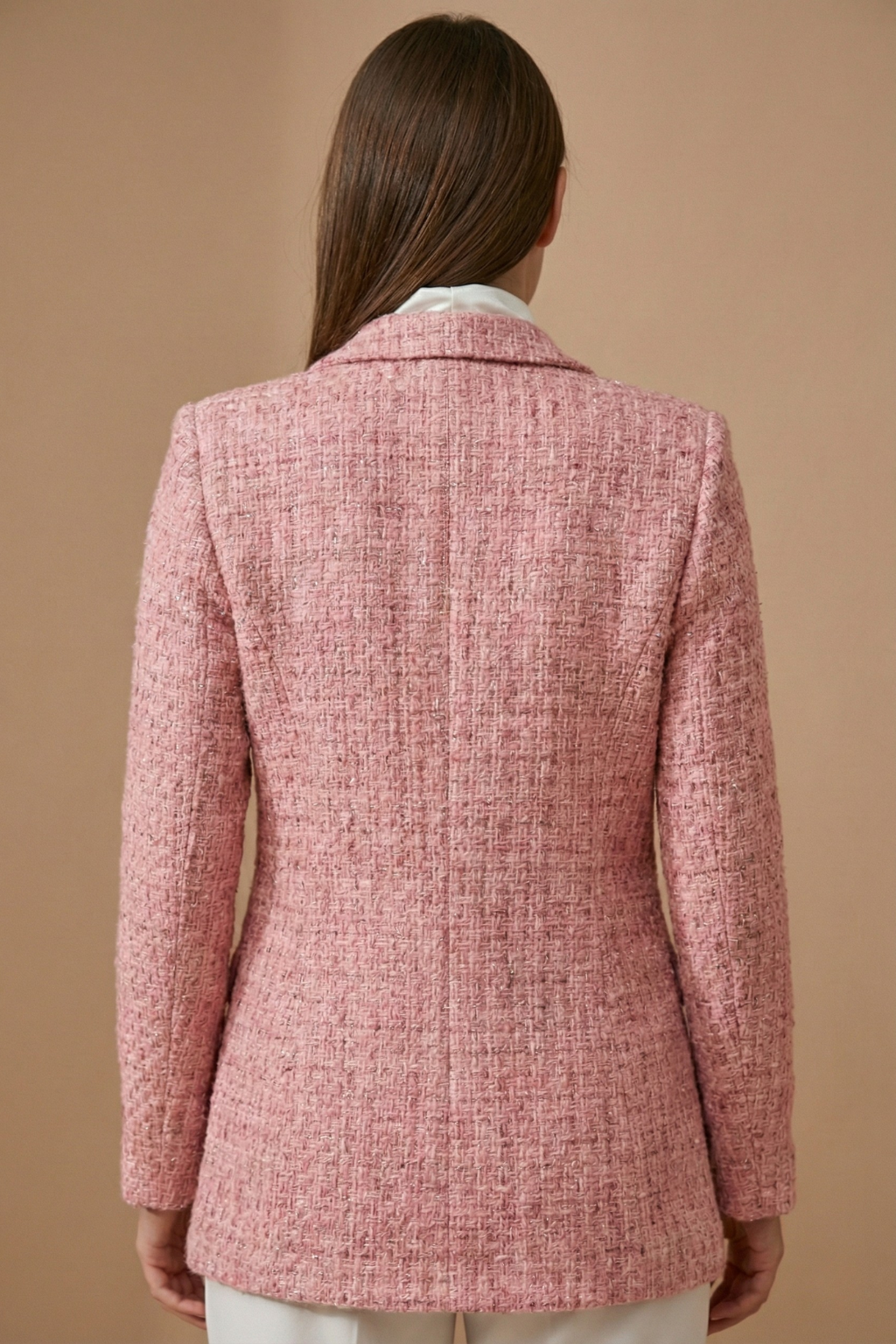 Women’s Double-Breasted Blazer with Notched Lapel and Front Pockets