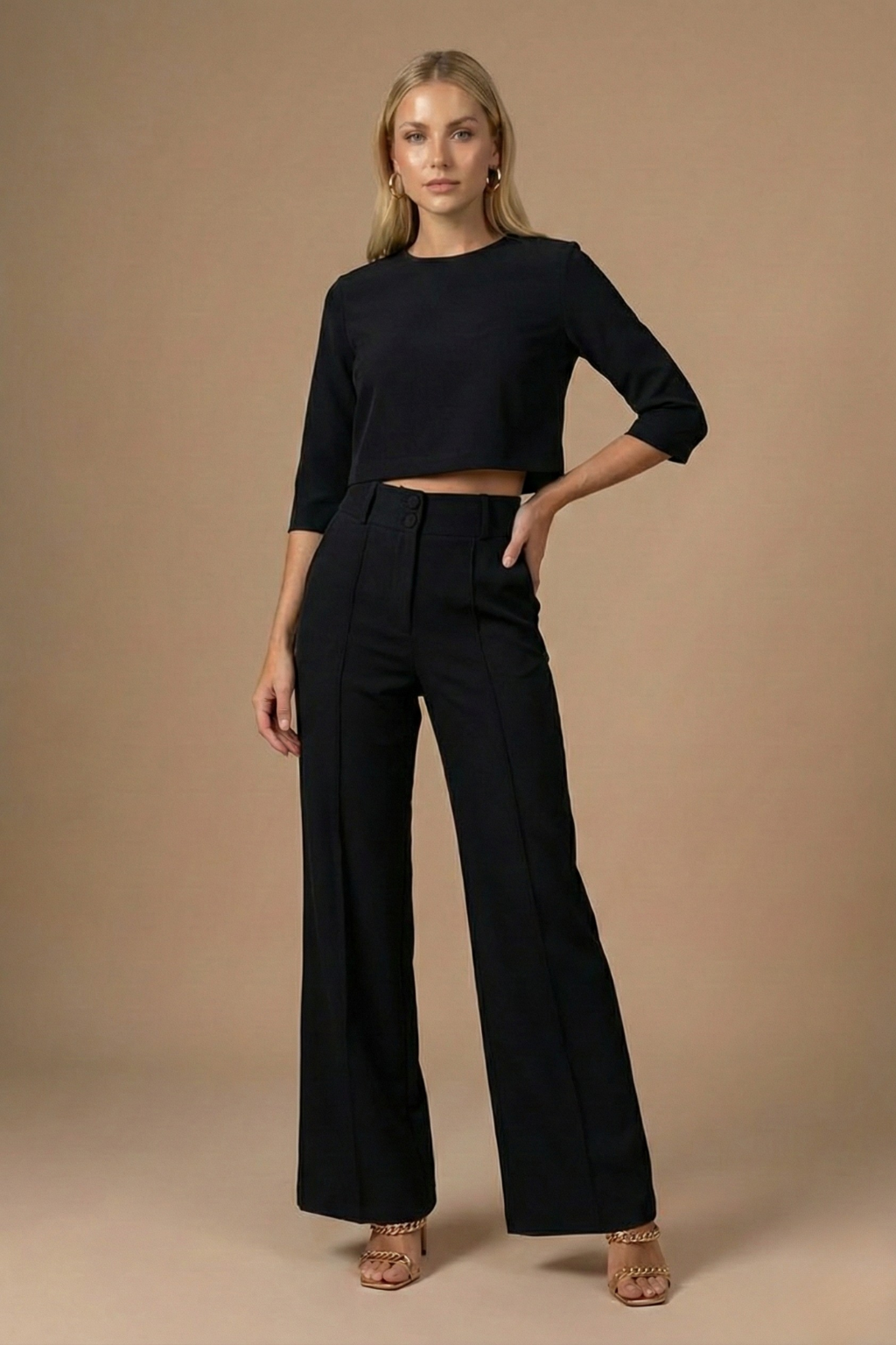 Women’s Modern Coordinated Top and Trousers Set – Elegant Tailored Look