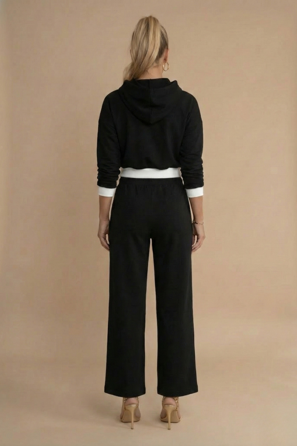 Women Two Piece Hoodie Tracksuit Set - Wide Leg Trousers - Relaxed Fit Co Ord Outfit