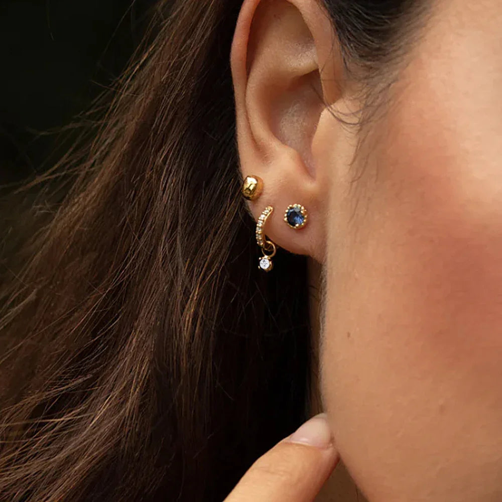 Women's Drop Hoops Diamond Pavé Huggie Hoop Earrings with Charm