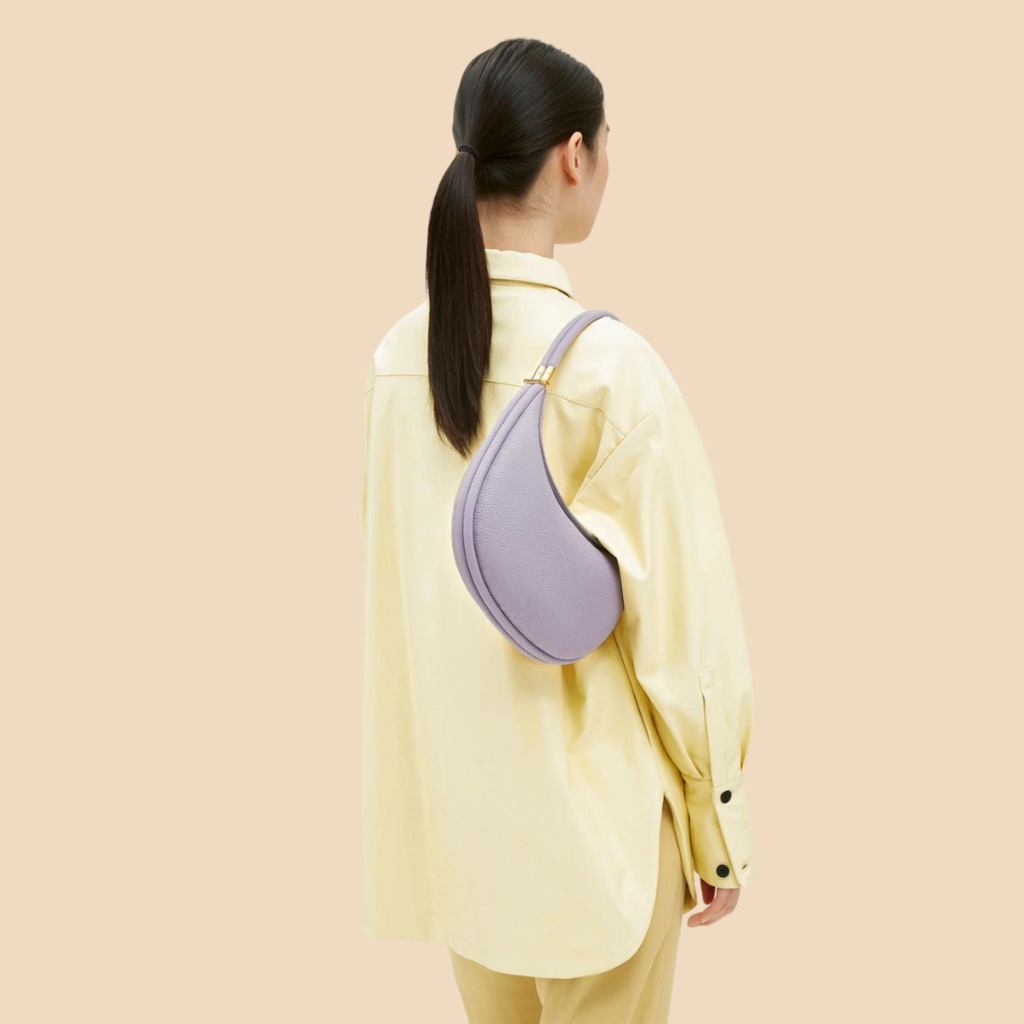 Women’s Crescent Shoulder Bag with Curved Silhouette and Top Handle