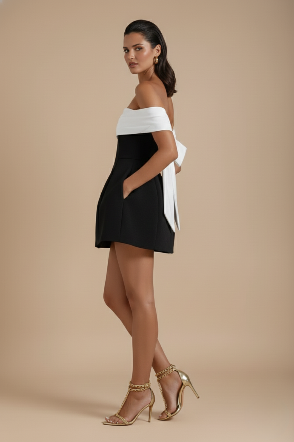 Women’s Off-Shoulder Bow Back Mini Dress