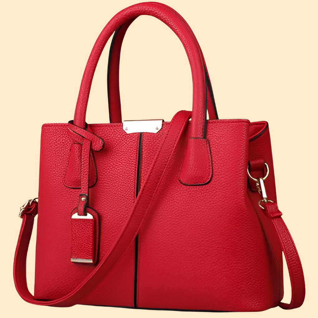 Women's Structured Tote Bag - Top Handle Handbag with Detachable Crossbody Strap and Gold-Tone Hardware