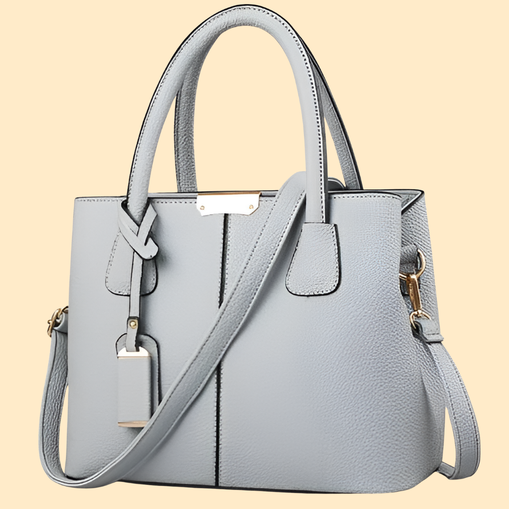 Women's Structured Tote Bag - Top Handle Handbag with Detachable Crossbody Strap and Gold-Tone Hardware
