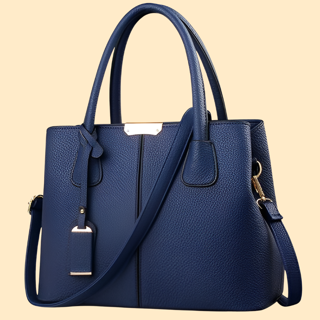 Women's Structured Tote Bag - Top Handle Handbag with Detachable Crossbody Strap and Gold-Tone Hardware