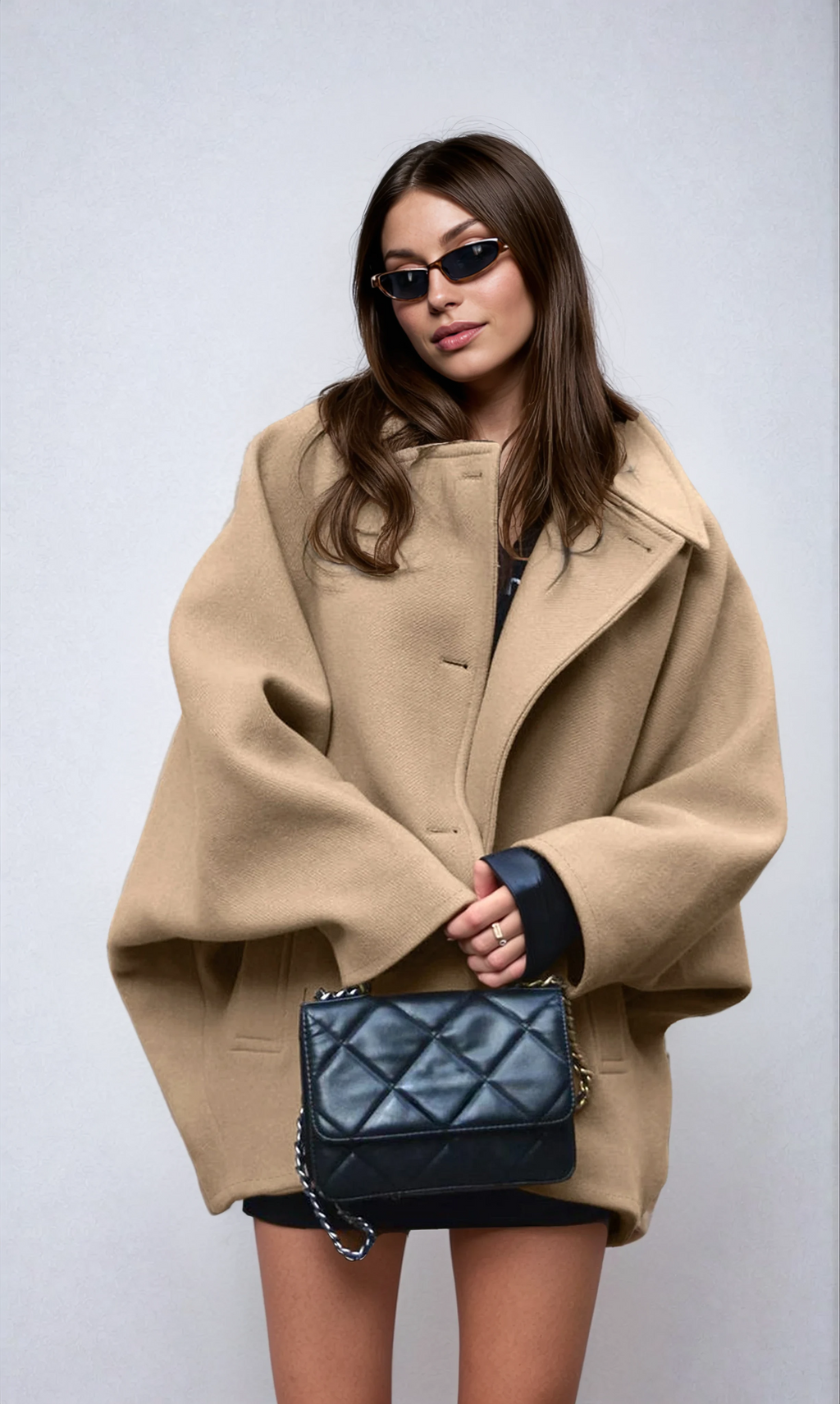 Oversized Coat - Relaxed Fit Button Closure Outerwear for Smart Casual Styling