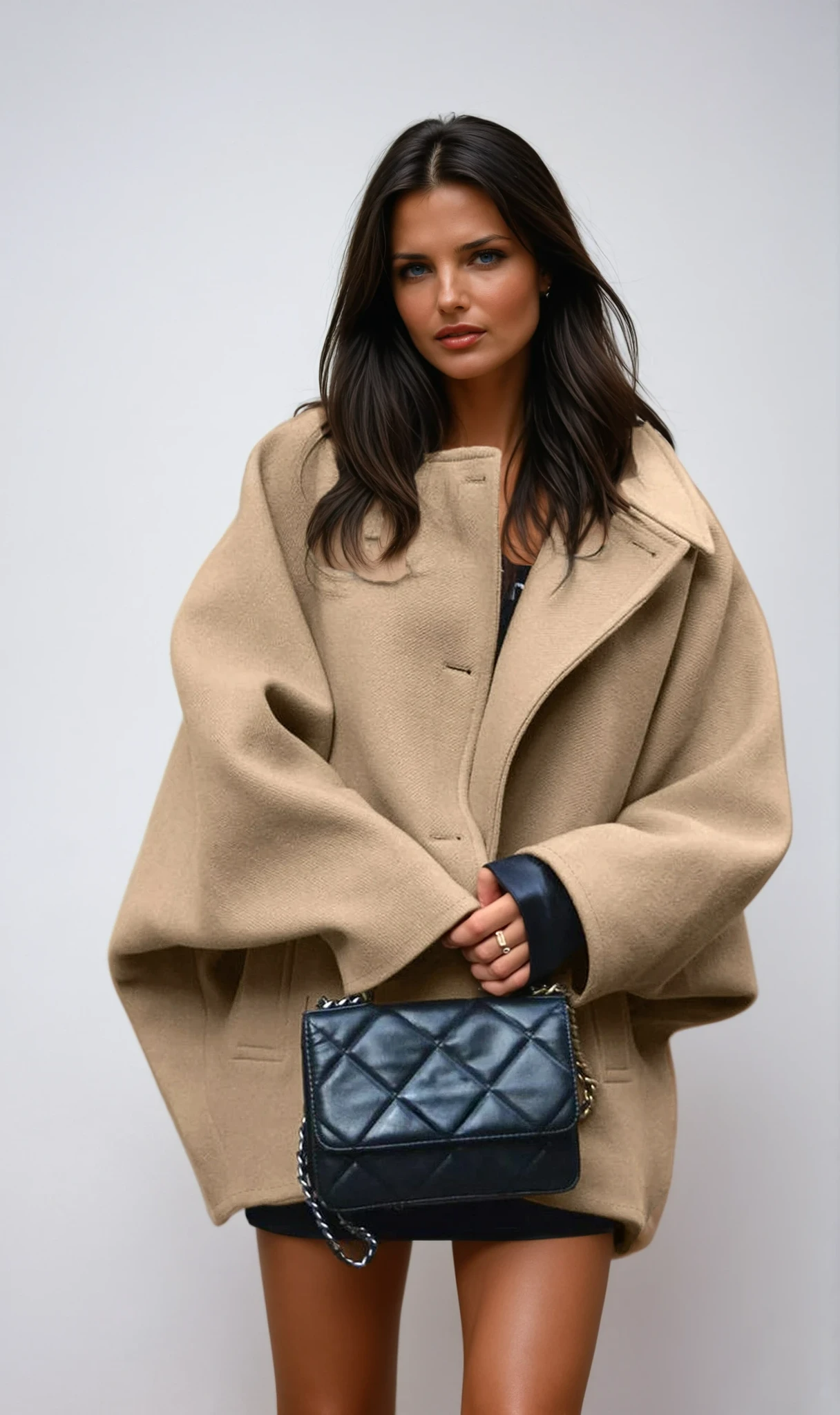 Oversized Coat - Relaxed Fit Button Closure Outerwear for Smart Casual Styling