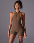Seamless Scrunch Back Jumpsuit - Slim Fit Sleeveless Short Length One Piece Activewear