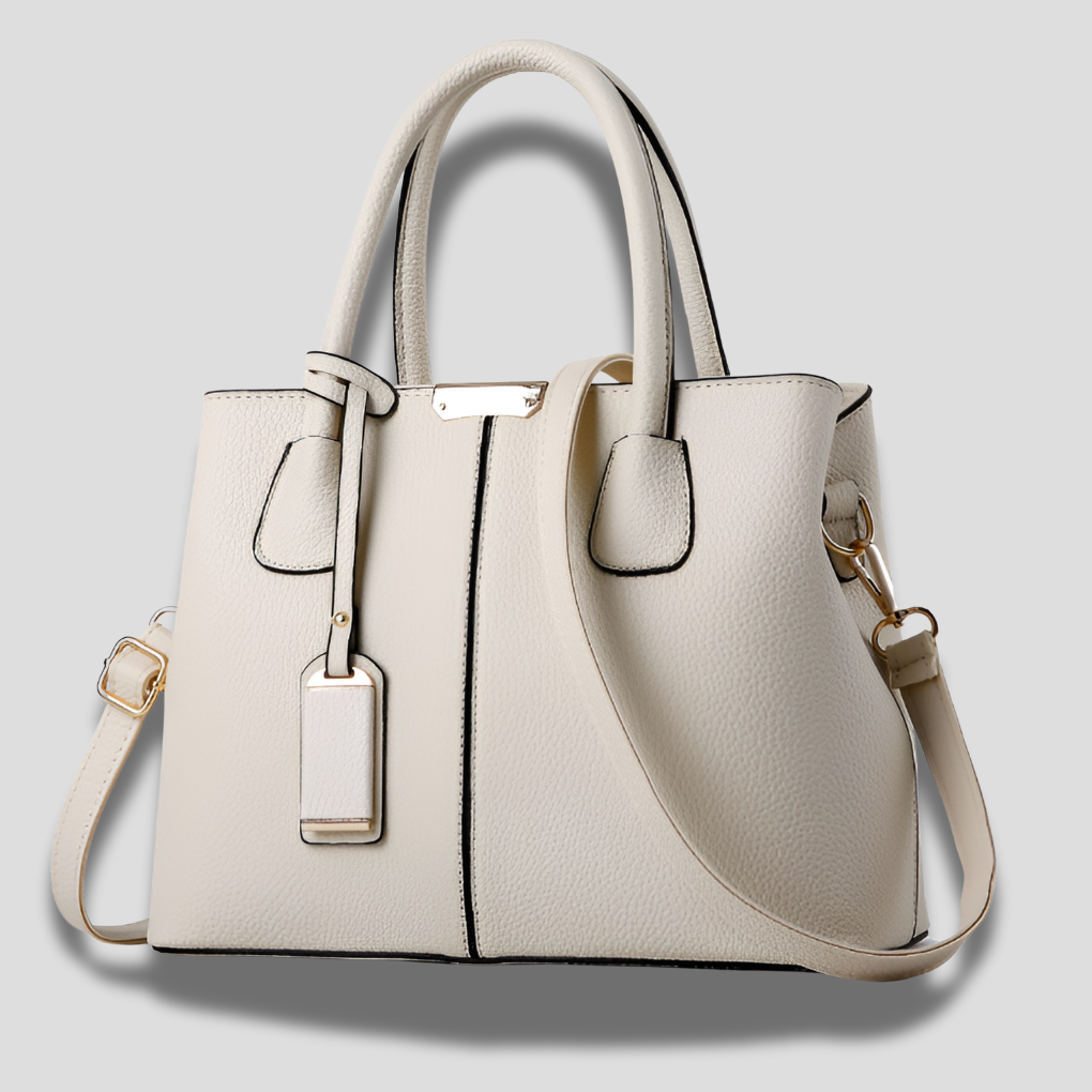 Women's Structured Tote Bag - Top Handle Handbag with Detachable Crossbody Strap and Gold-Tone Hardware