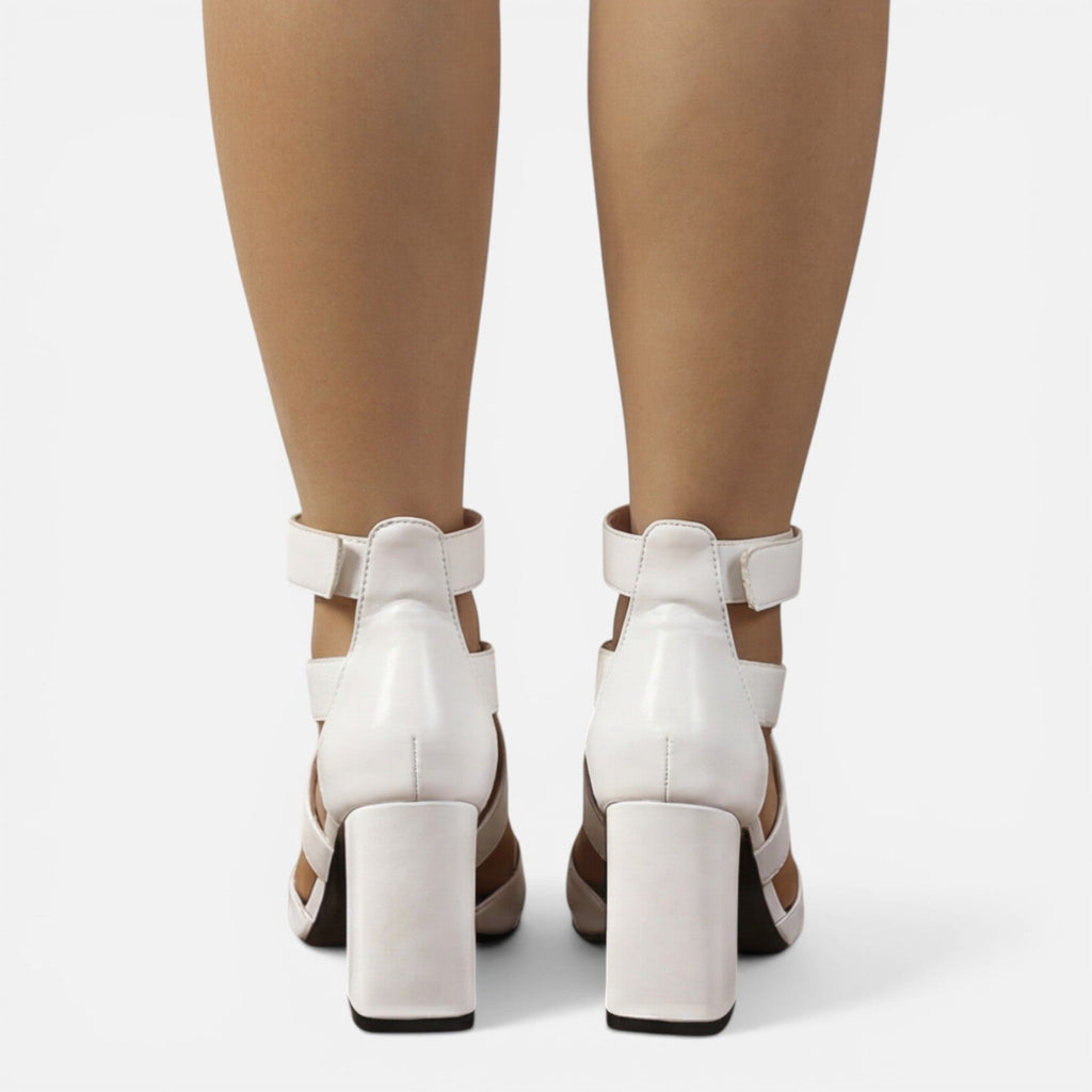 Women's Criss-Cross Ankle Strap Square Toe Block Heels
