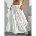 Women's Tiered Maxi Skirt - Elastic Waist - Drawstring Tie