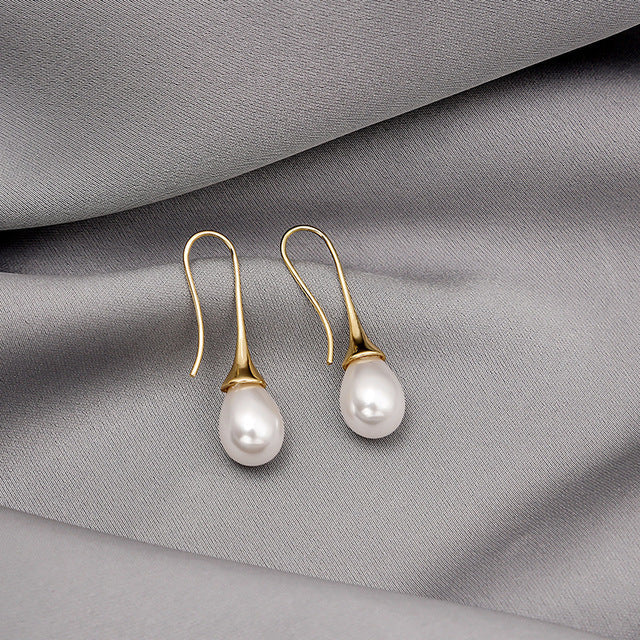 Women's Pearl Drop Hook Earrings - Teardrop Dangle Style
