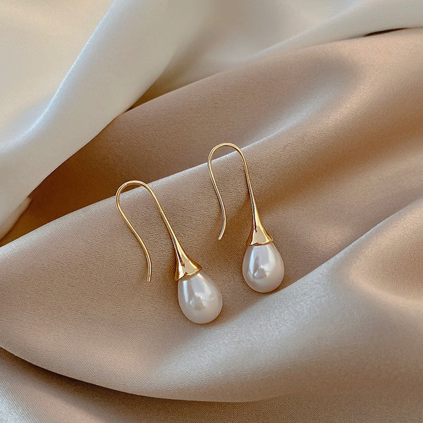 Women's Pearl Drop Hook Earrings - Teardrop Dangle Style