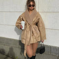 Women’s Belted Winter Jacket - Mid Length - Long Sleeve - Plush Lined - Structured Silhouette