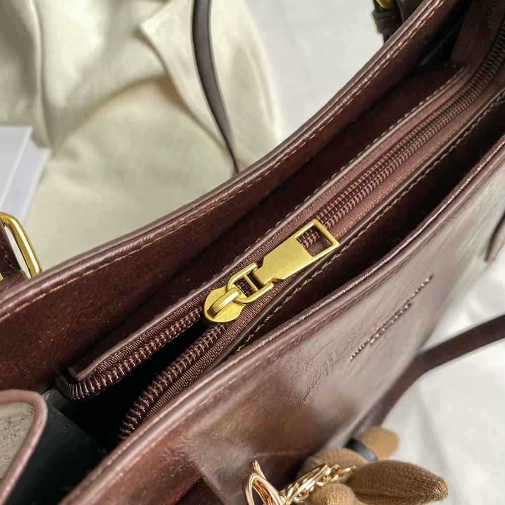 Women's Structured Shoulder Tote Bag - Buckle Strap Detail with Bunny Charm and Gold-Tone Hardware