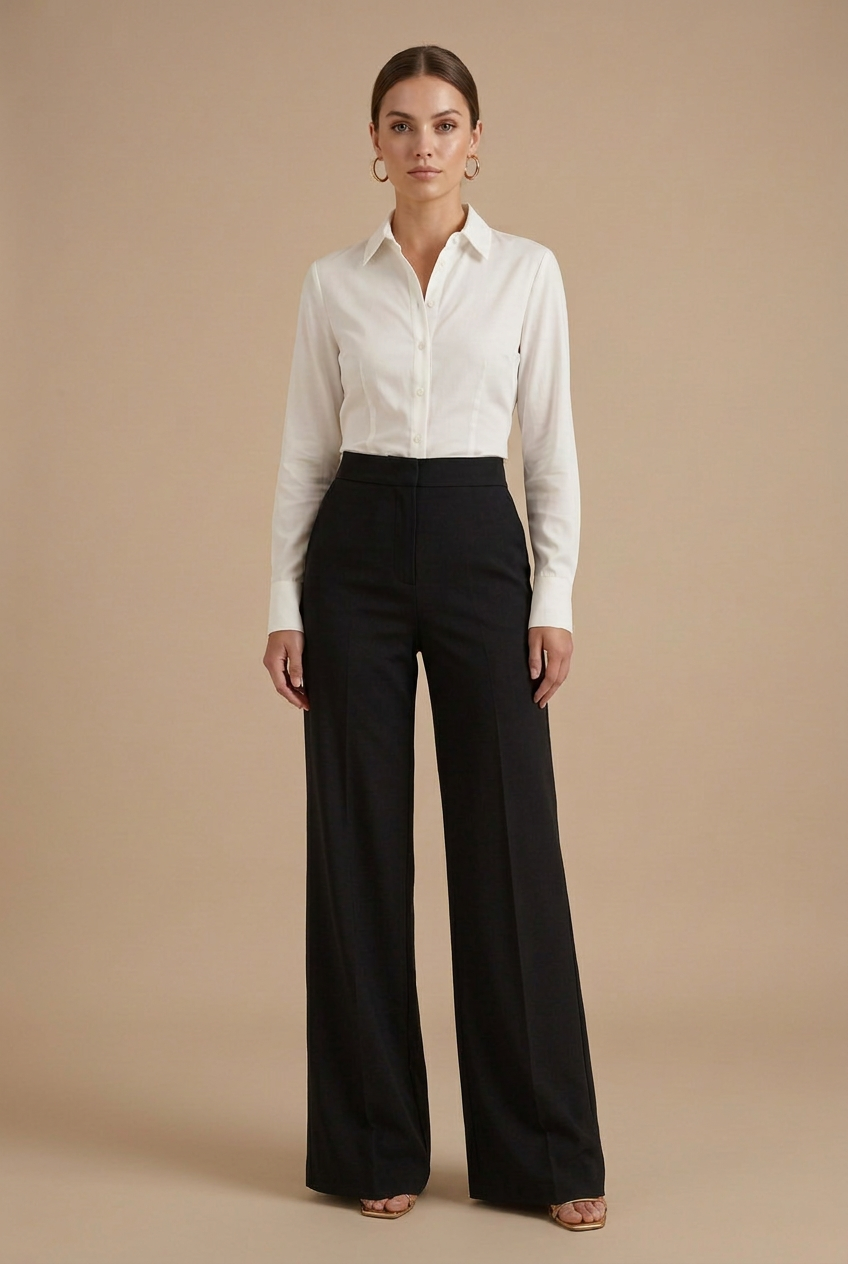 Women's High Waist Pleated Wide Leg Pants with Belt Loops