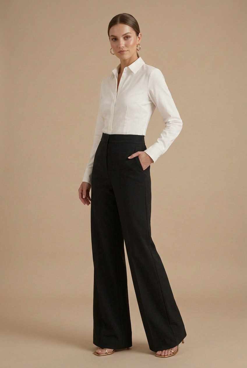 Women's High Waist Pleated Wide Leg Pants with Belt Loops