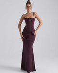 Women's Spaghetti Strap Cowl Neck Bodycon Mermaid Maxi Dress