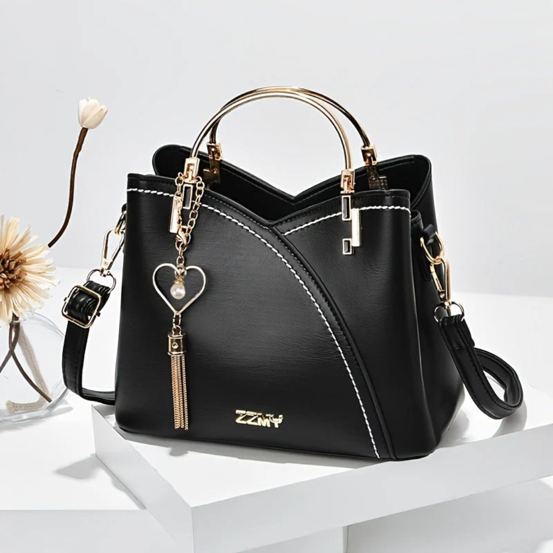 Women’s Structured Handbag with Top Handles and Adjustable Shoulder Strap