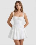 Women's Corset Lace-Up Mini Dress - Sleeveless Sweetheart Neckline