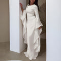 Maxi Elegant Dress Women - Round Neck Dramatic Flared Sleeves