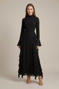 Women's High Neck Ruffle Sleeve Long Sleeve Bodycon Dress
