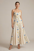 Women's Floral Print Spaghetti Strap Sweetheart A-Line Maxi Dress