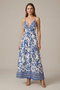 Women's Floral Maxi Dress - Deep V-Neck Flowy Boho Dress
