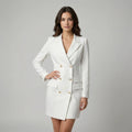 Women's Double-Breasted Blazer Mini Dress - Gold-Tone Buttons