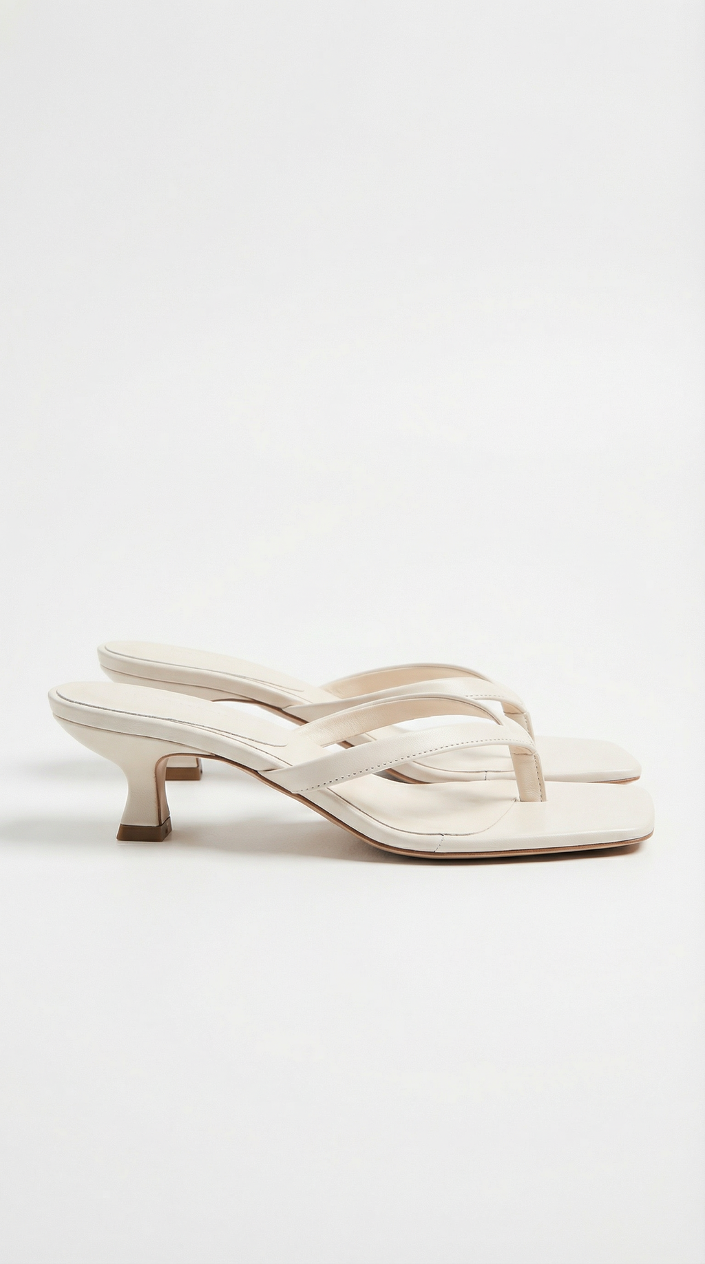 Women's Square Toe Thong Kitten Heel Sandals