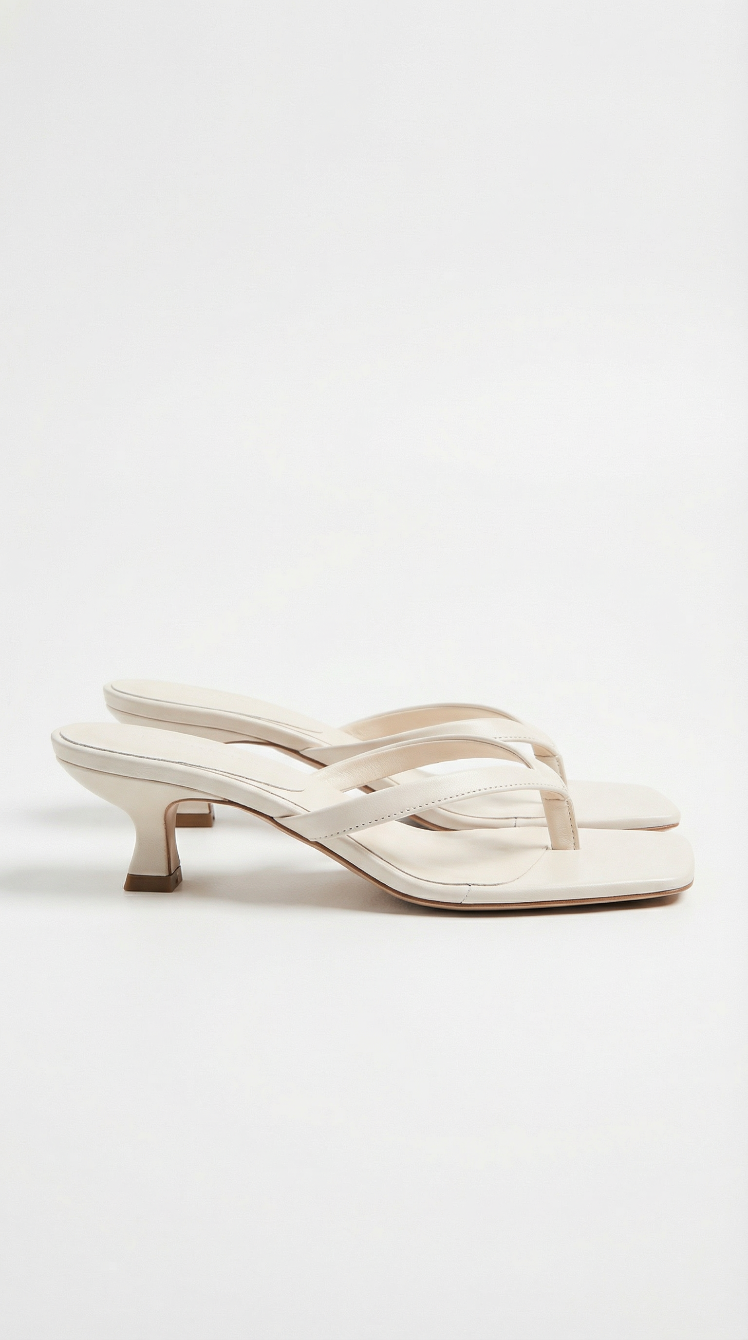 Women's Square Toe Thong Kitten Heel Sandals