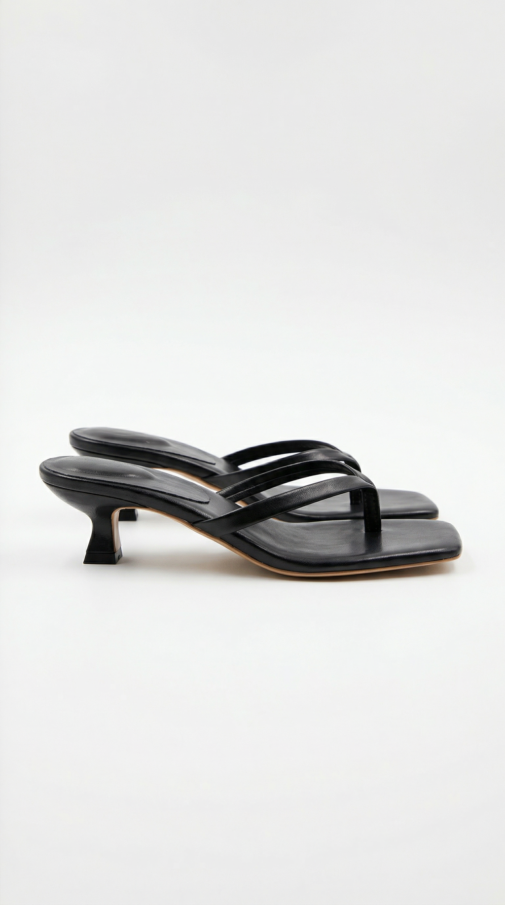 Women's Square Toe Thong Kitten Heel Sandals