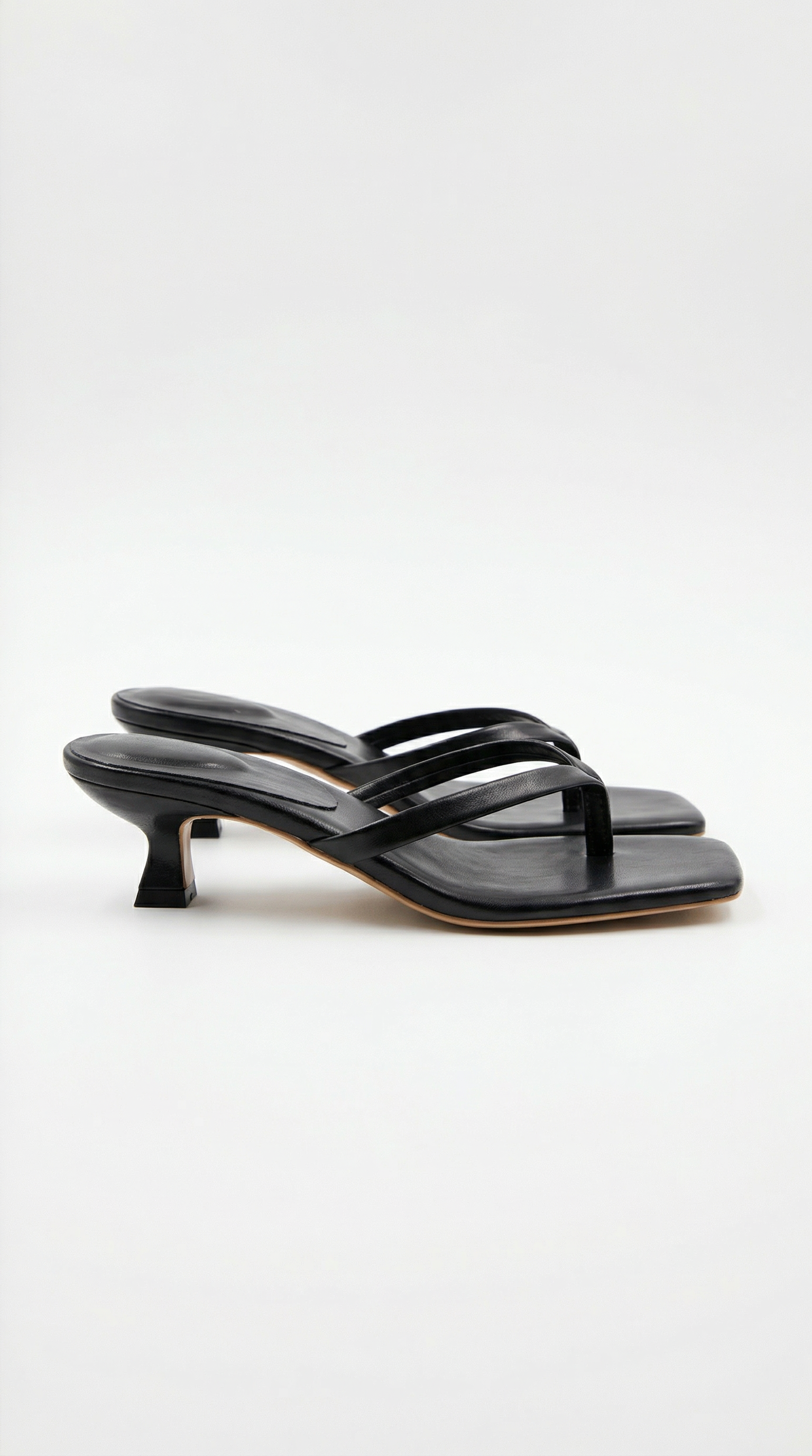 Women's Square Toe Thong Kitten Heel Sandals