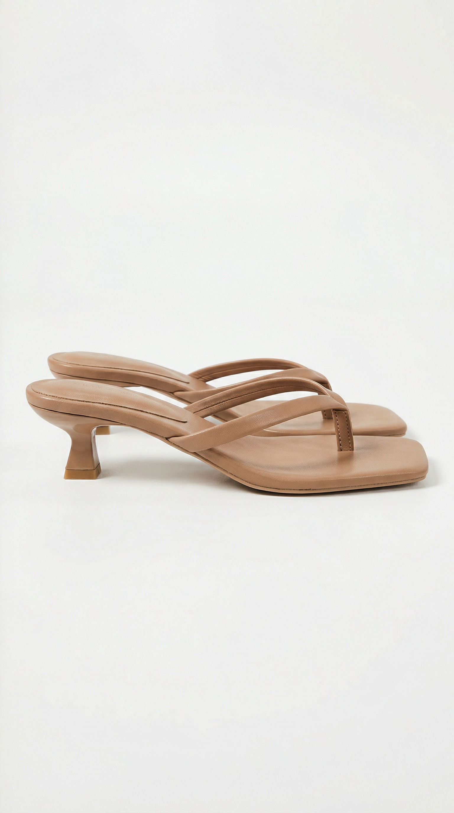 Women's Square Toe Thong Kitten Heel Sandals